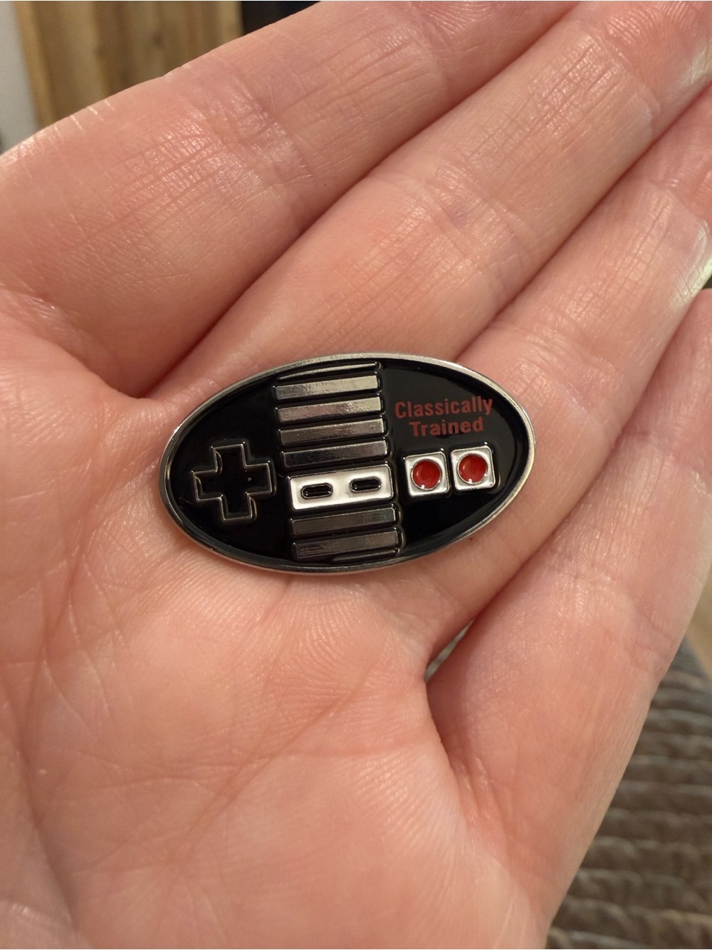 Classic Game Controller “Classically Trained” Enamel Pin - Black and Red